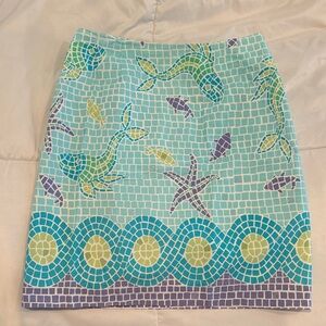 Lilly Pulitzer Aqua Mosaic Mini Skirt